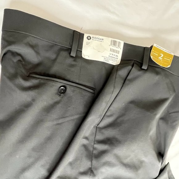 Haggar Flex Waist Charcoal Gray Dress Pants Flat Front Straigh…Sz 44W x 30L - Picture 6 of 8